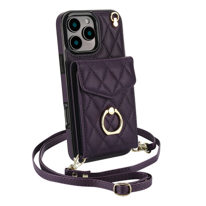 Quilted Leather Crossbody Wallet Case for iPhone