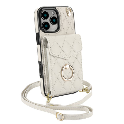 Quilted Leather Crossbody Wallet Case for iPhone