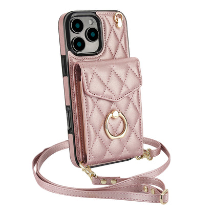 Quilted Leather Crossbody Wallet Case for iPhone