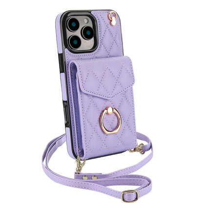 Quilted Leather Crossbody Wallet Case for iPhone