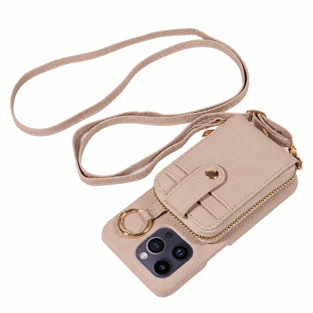 Leather Zip Wallet Crossbody Case for iPhone